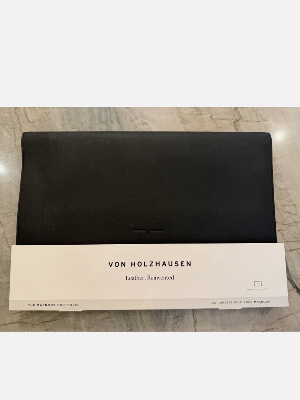 New 16” Von Holzhausen Black Leather Laptop Portfolio